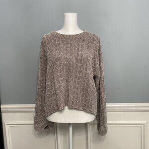 Cliche Chenille Sweater Cropped Size XS Cable Women's Pullover High Low Soft